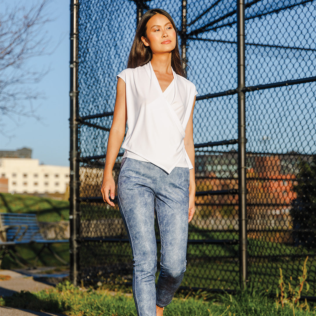 Liquid Leather™ - Textured Skinny Pocket Pant - Denim Print - Final Sale! | Clara Sunwoo