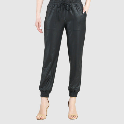 Liquid Leather™ Drawstring Jogger Pant - Black | Clara Sunwoo