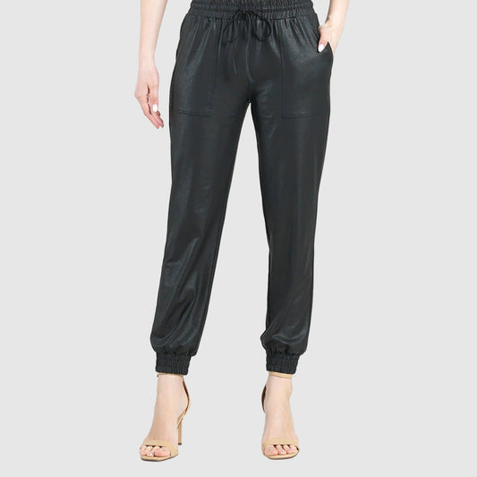 Liquid Leather™ Drawstring Jogger Pant - Black | Clara Sunwoo
