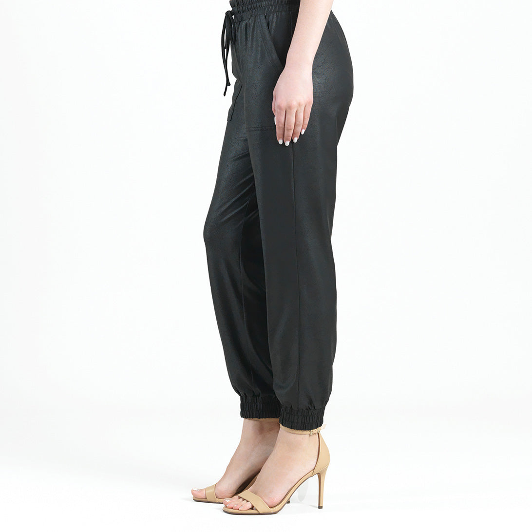Liquid Leather™ Drawstring Jogger Pant - Black | Clara Sunwoo