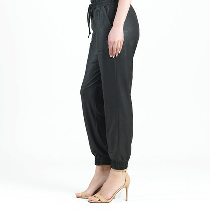 Liquid Leather™ Drawstring Jogger Pant - Black | Clara Sunwoo