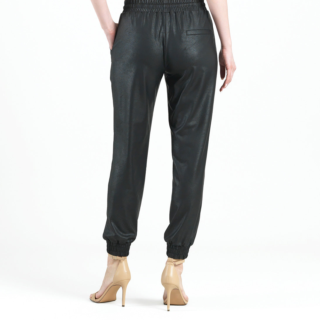 Liquid Leather™ Drawstring Jogger Pant - Black | Clara Sunwoo