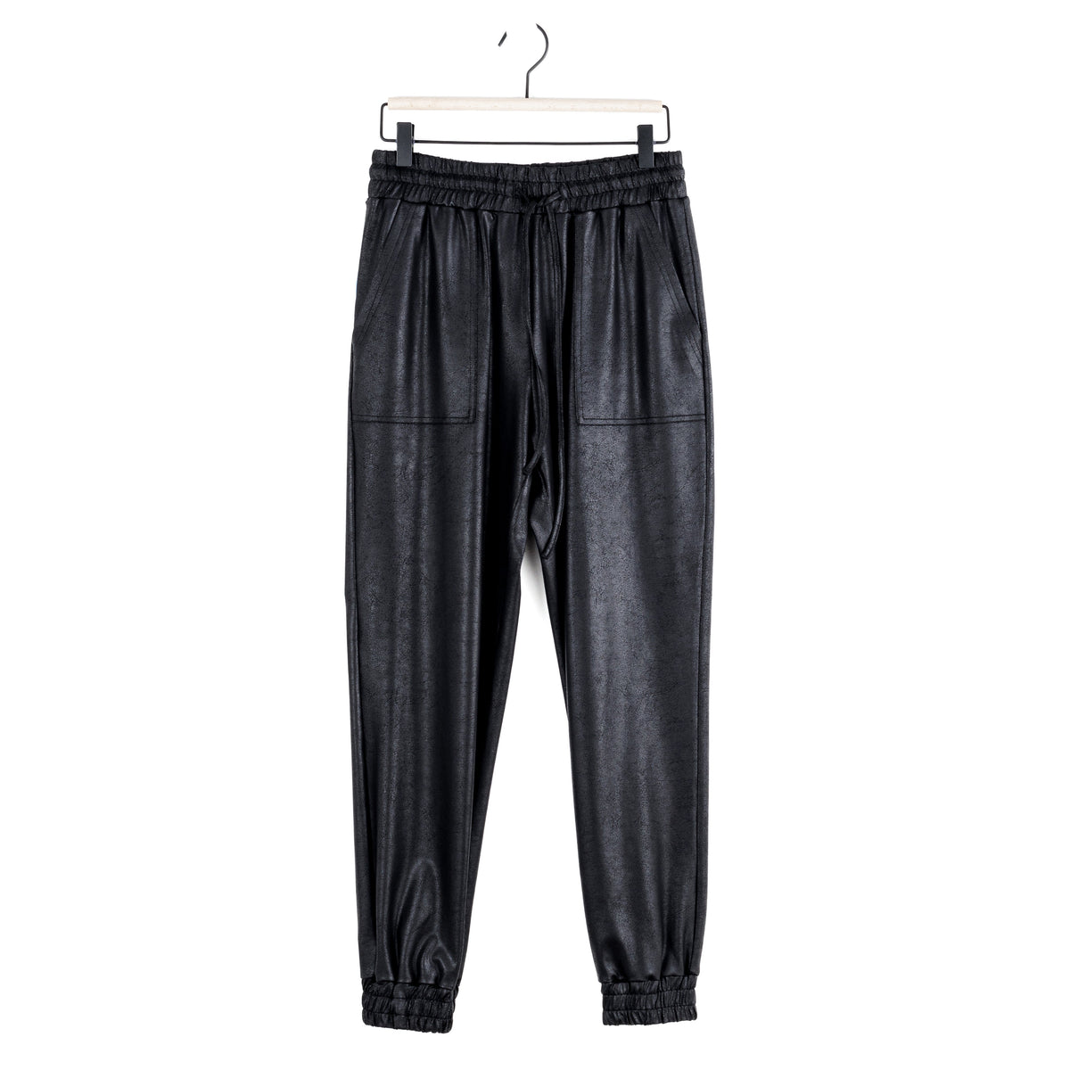 Liquid Leather™ Drawstring Jogger Pant - Black | Clara Sunwoo