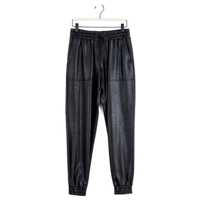 Liquid Leather™ Drawstring Jogger Pant - Black | Clara Sunwoo