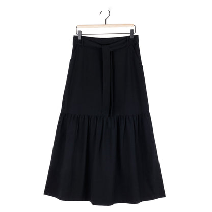 Linen Knit - Tie Waist Tiered Maxi Skirt - Black - Final Sale! | Clara Sunwoo