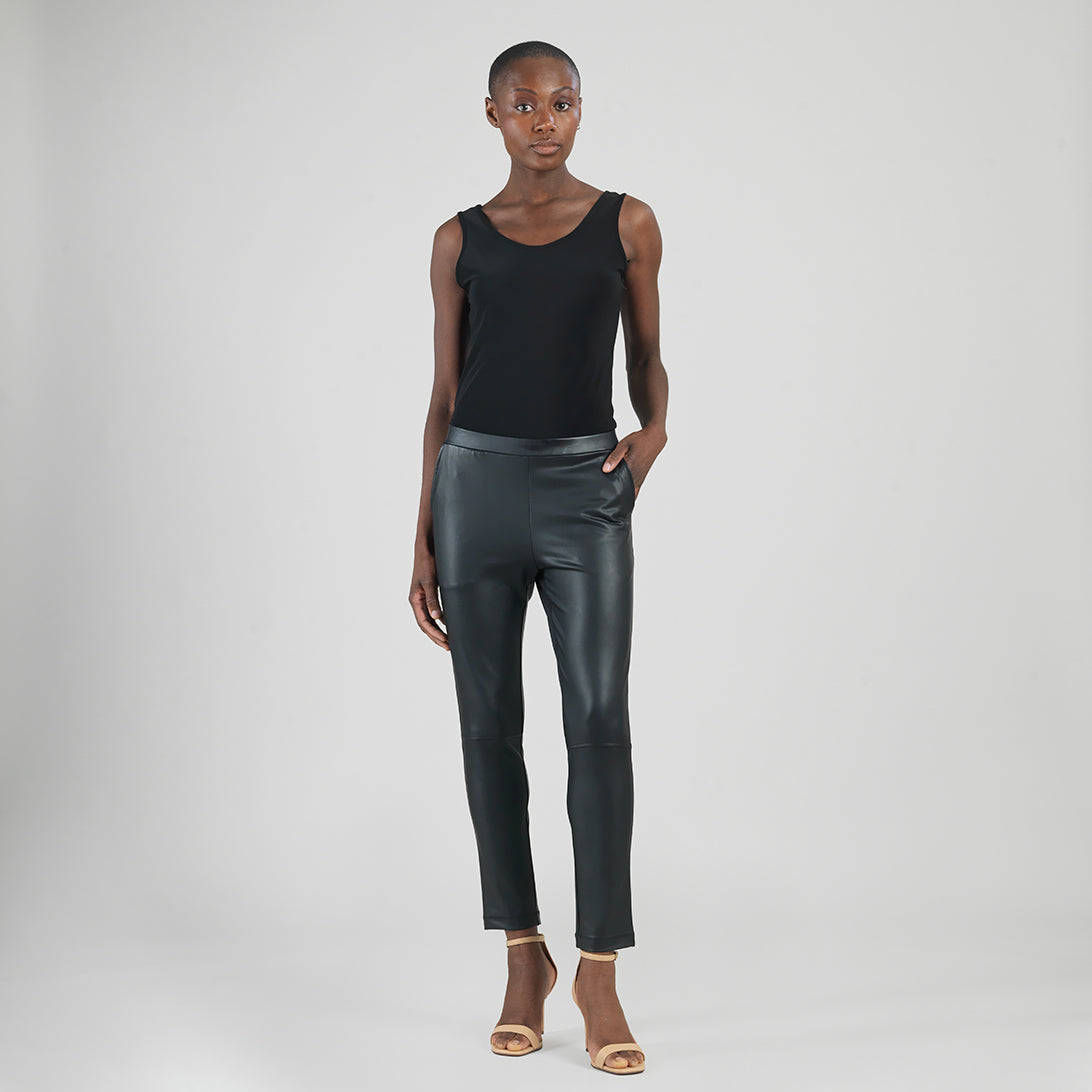 Liquid Leather™ Sheen Skinny Pocket Pant - Black - Limited Sizes | Clara Sunwoo