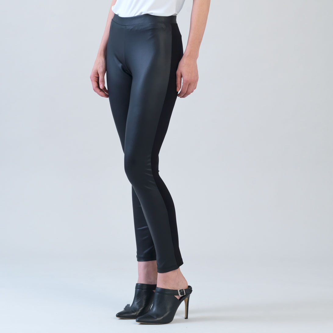 Liquid Leather™ Sheen Two-Tone Legging - Black | Clara Sunwoo