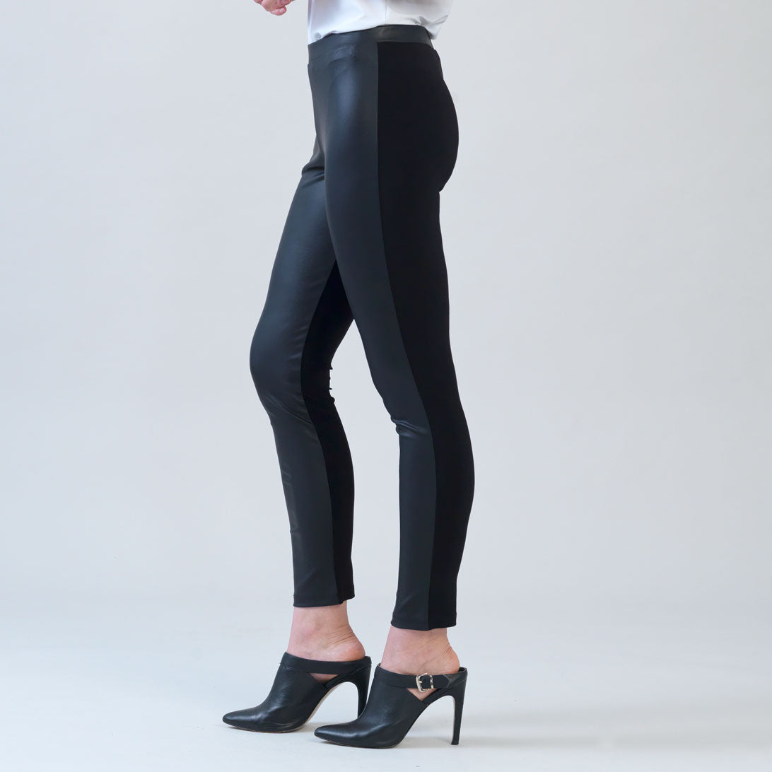 Liquid Leather™ Sheen Two-Tone Legging - Black | Clara Sunwoo