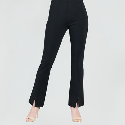 Ponte Knit - Kick Front Slit Pant - Black | Clara Sunwoo