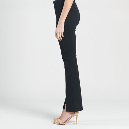 Ponte Knit - Kick Front Slit Pant - Black | Clara Sunwoo
