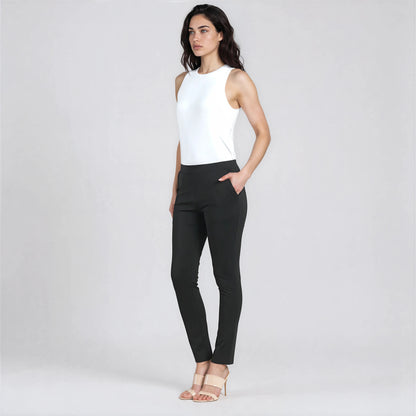 Rayon-Ponte Knit - Straight Leg Pocket Pant - Black - Final Sale | Clara Sunwoo
