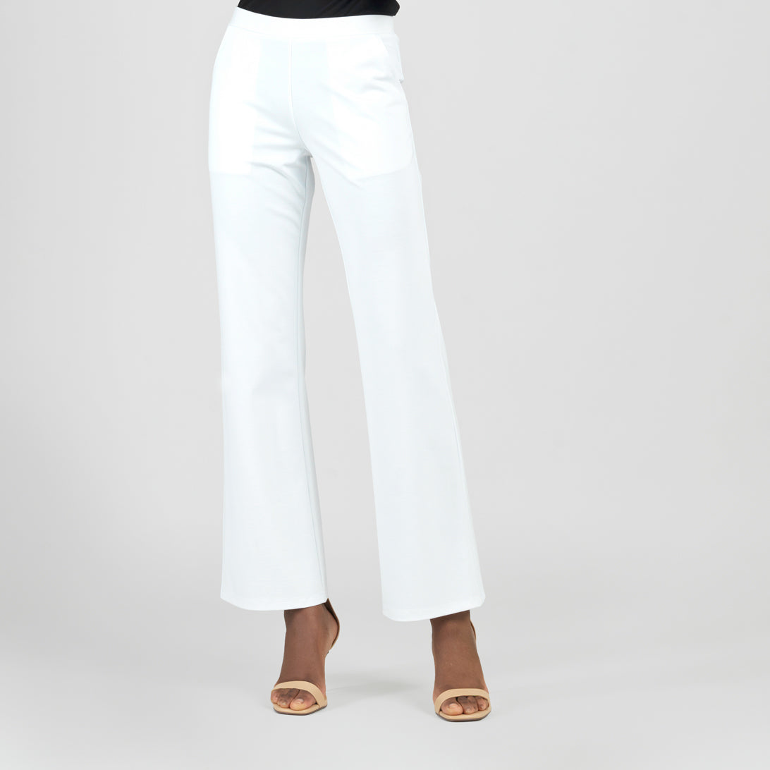 Rayon-Ponte Knit - Loose Leg Pocket Pant - White - Final Sale | Clara Sunwoo