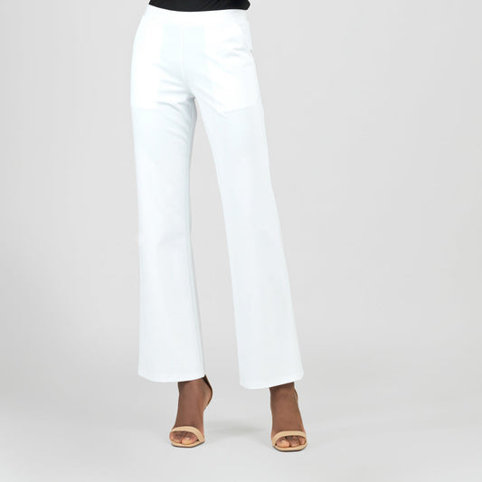 Rayon-Ponte Knit - Loose Leg Pocket Pant - White - Final Sale | Clara Sunwoo