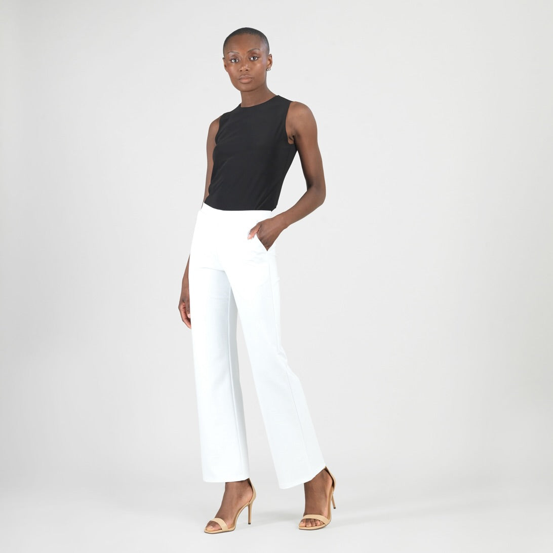 Rayon-Ponte Knit - Loose Leg Pocket Pant - White - Final Sale | Clara Sunwoo