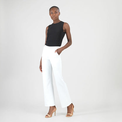 Rayon-Ponte Knit - Loose Leg Pocket Pant - White - Final Sale | Clara Sunwoo