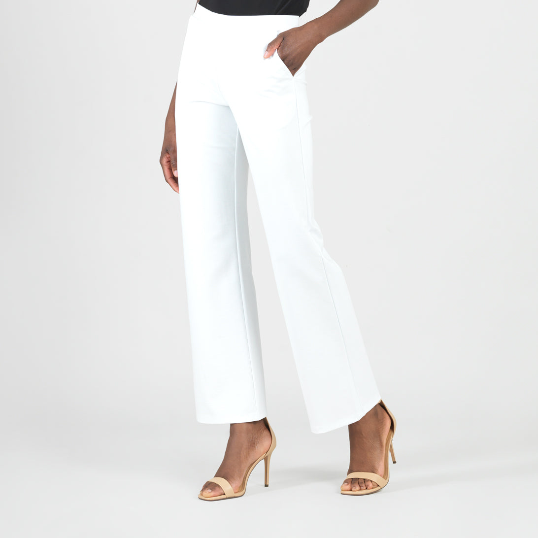 Rayon-Ponte Knit - Loose Leg Pocket Pant - White - Final Sale | Clara Sunwoo
