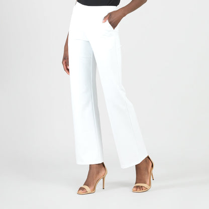 Rayon-Ponte Knit - Loose Leg Pocket Pant - White - Final Sale | Clara Sunwoo