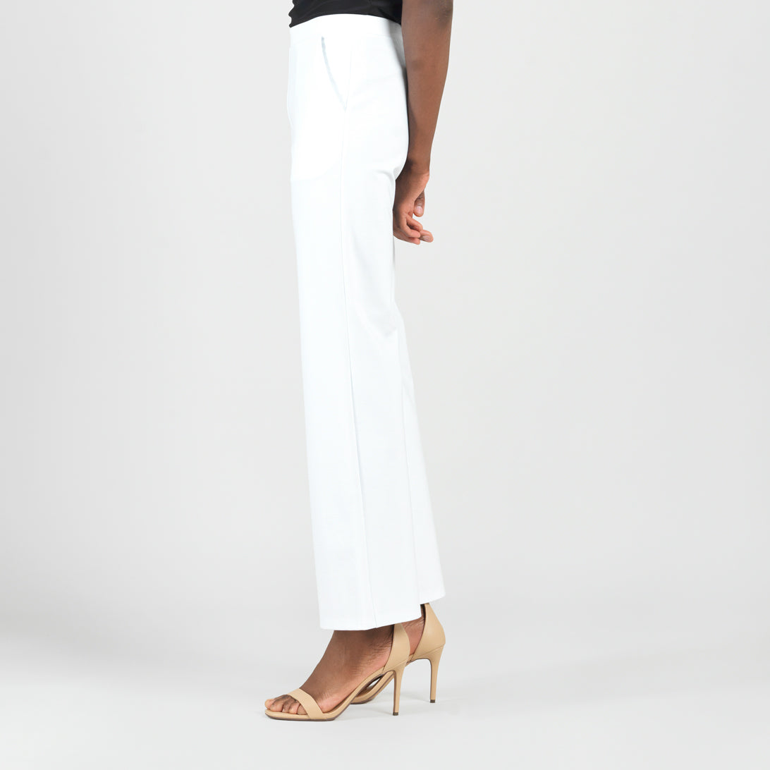 Rayon-Ponte Knit - Loose Leg Pocket Pant - White - Final Sale | Clara Sunwoo