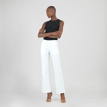 Rayon-Ponte Knit - Loose Leg Pocket Pant - White - Final Sale | Clara Sunwoo
