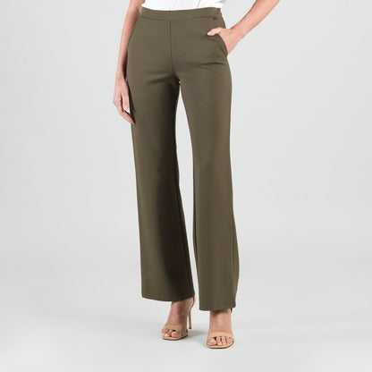 Rayon-Ponte Knit - Loose Leg Pocket Pant - Olive | Clara Sunwoo