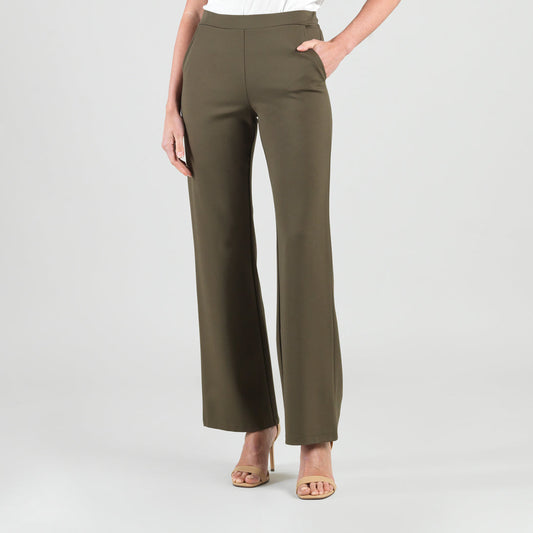 Rayon-Ponte Knit - Loose Leg Pocket Pant - Olive | Clara Sunwoo