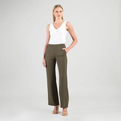Rayon-Ponte Knit - Loose Leg Pocket Pant - Olive | Clara Sunwoo