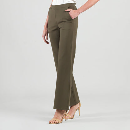 Rayon-Ponte Knit - Loose Leg Pocket Pant - Olive | Clara Sunwoo