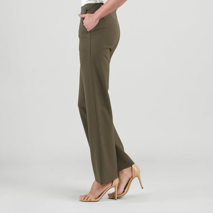 Rayon-Ponte Knit - Loose Leg Pocket Pant - Olive | Clara Sunwoo