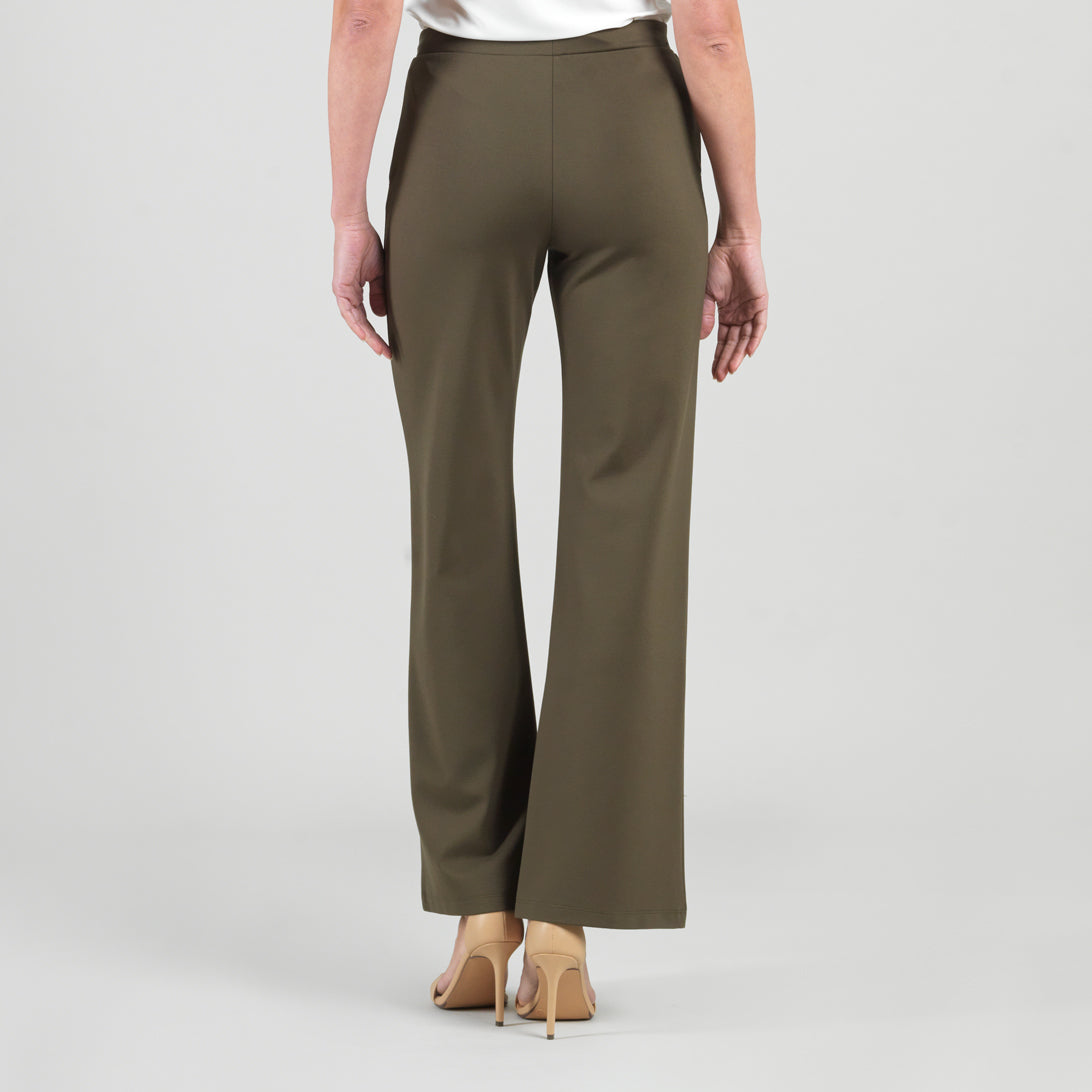 Rayon-Ponte Knit - Loose Leg Pocket Pant - Olive | Clara Sunwoo