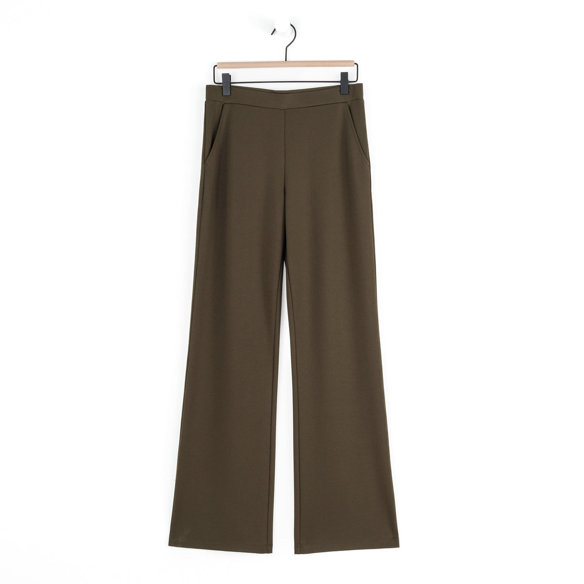 Rayon-Ponte Knit - Loose Leg Pocket Pant - Olive | Clara Sunwoo