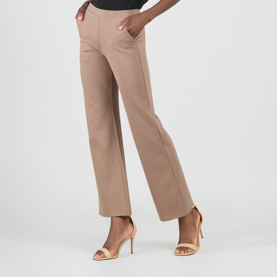 Rayon-Ponte Knit - Loose Leg Pocket Pant - Taupe - Limited Sizes | Clara Sunwoo