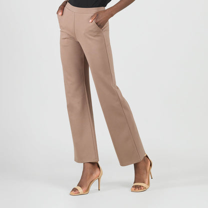 Rayon-Ponte Knit - Loose Leg Pocket Pant - Taupe - Limited Sizes | Clara Sunwoo