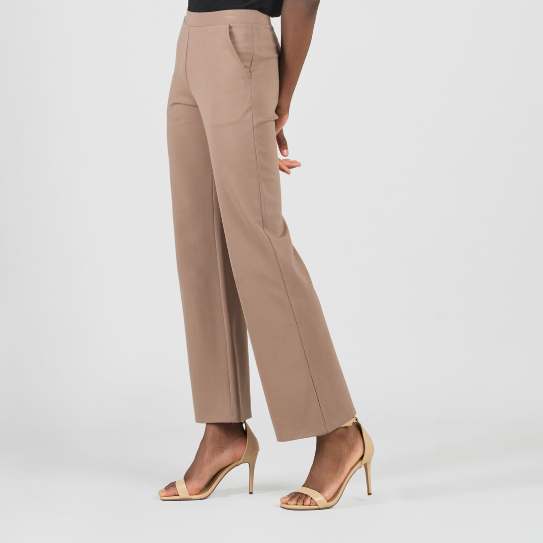 Rayon-Ponte Knit - Loose Leg Pocket Pant - Taupe - Limited Sizes | Clara Sunwoo