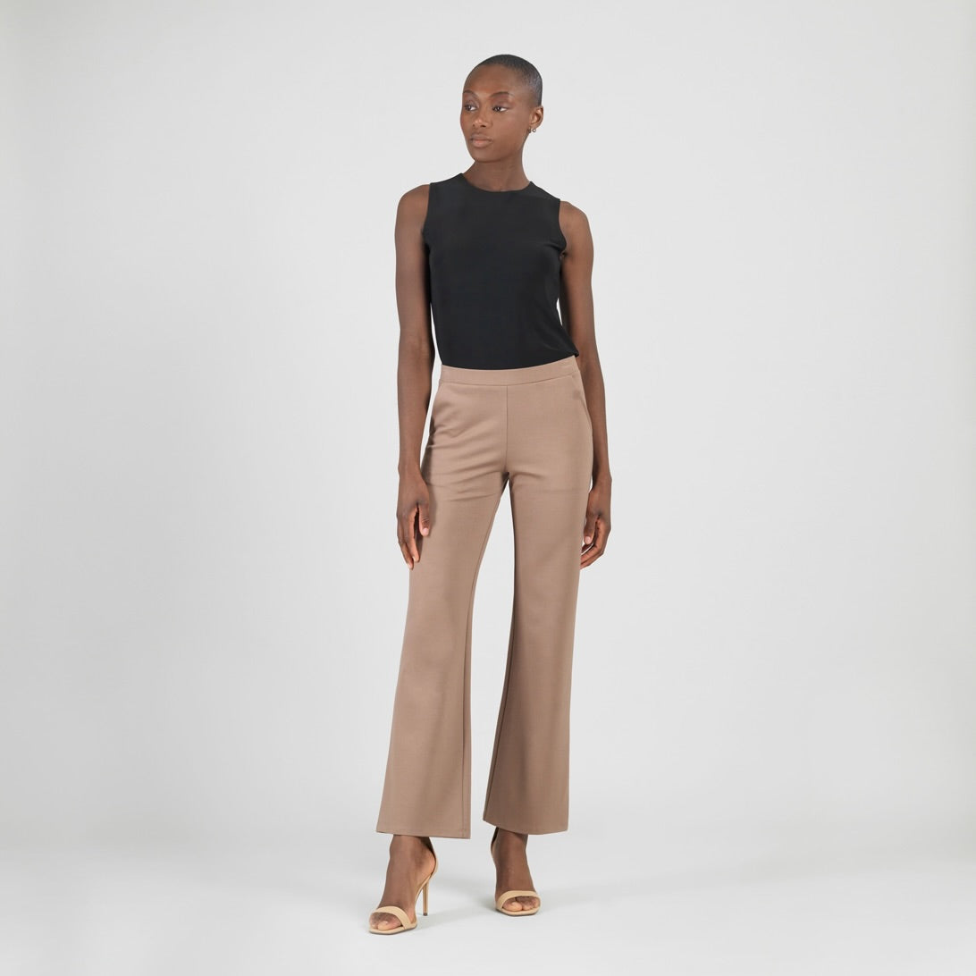 Rayon-Ponte Knit - Loose Leg Pocket Pant - Taupe - Limited Sizes | Clara Sunwoo