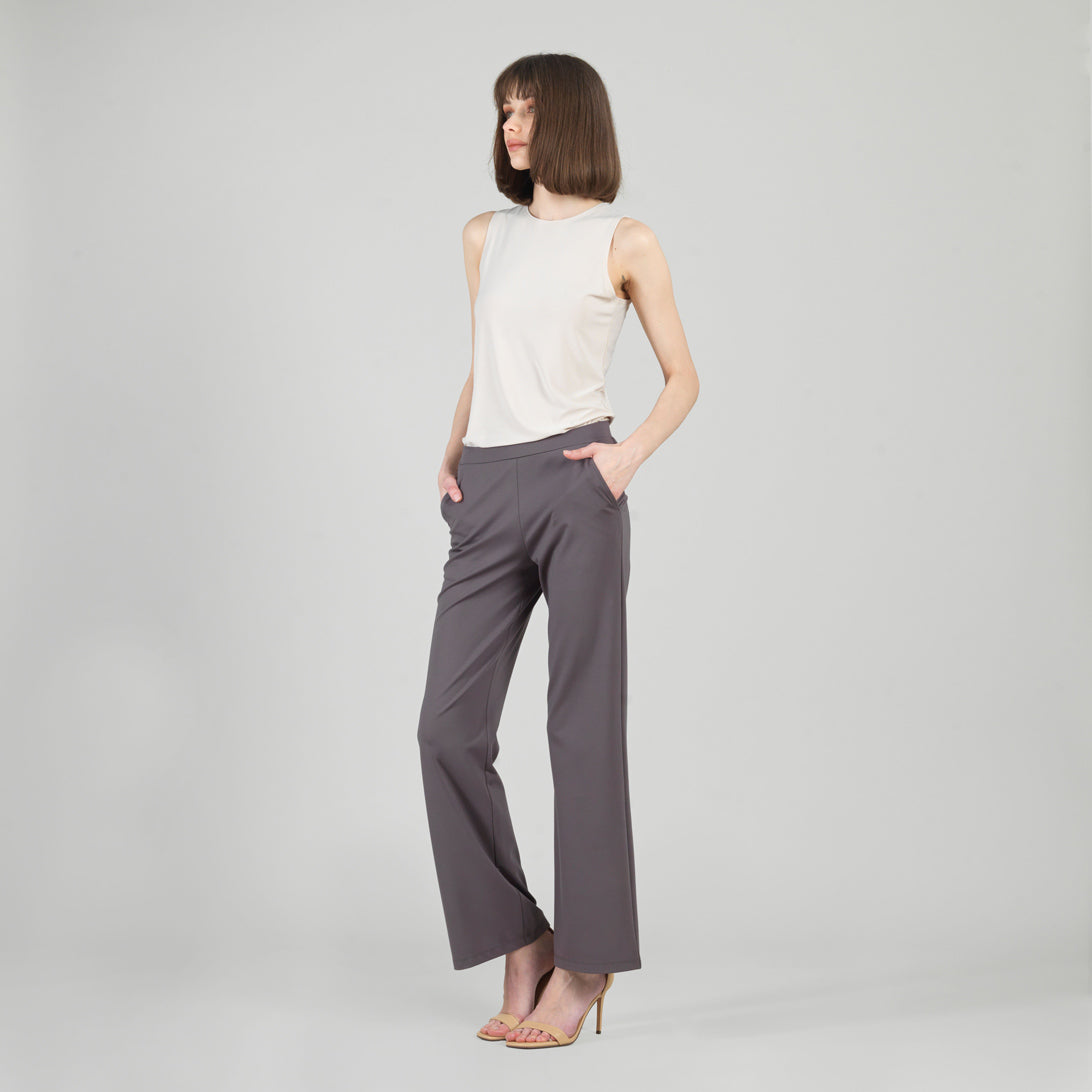Rayon-Ponte Knit - Loose Leg Pocket Pant - Mocha - Limited Sizes | Clara Sunwoo