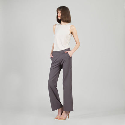 Rayon-Ponte Knit - Loose Leg Pocket Pant - Mocha - Limited Sizes | Clara Sunwoo