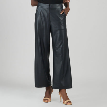 Liquid Leather™ - Sheen Zip Closure Loose Leg Pocket Pant - Black | Clara Sunwoo