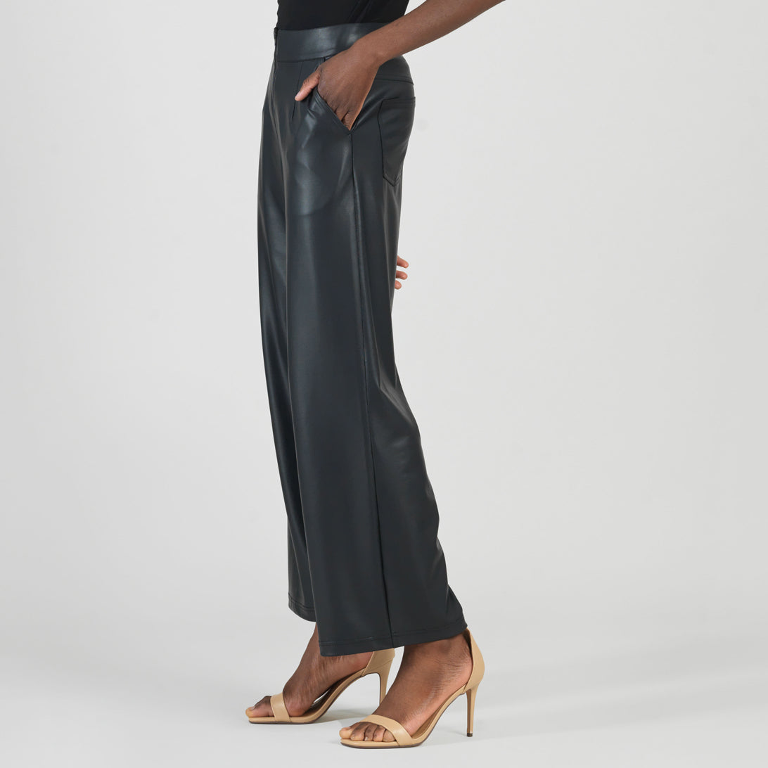 Liquid Leather™ - Sheen Zip Closure Loose Leg Pocket Pant - Black | Clara Sunwoo