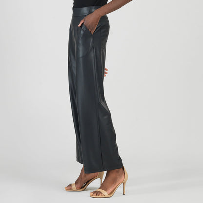 Liquid Leather™ - Sheen Zip Closure Loose Leg Pocket Pant - Black | Clara Sunwoo