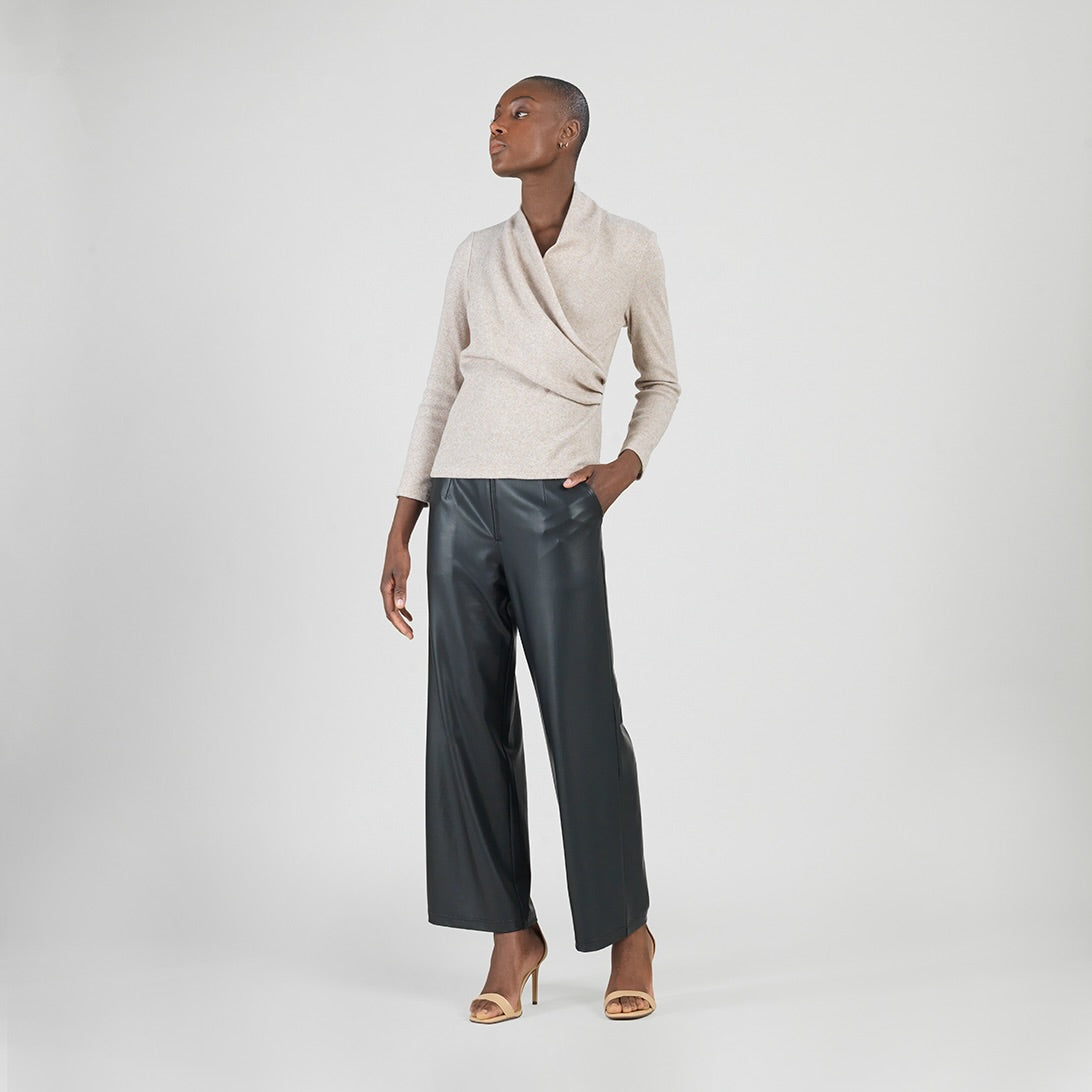 Liquid Leather™ - Sheen Zip Closure Loose Leg Pocket Pant - Black | Clara Sunwoo