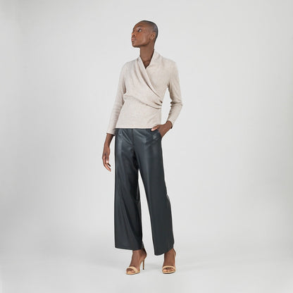 Liquid Leather™ - Sheen Zip Closure Loose Leg Pocket Pant - Black | Clara Sunwoo