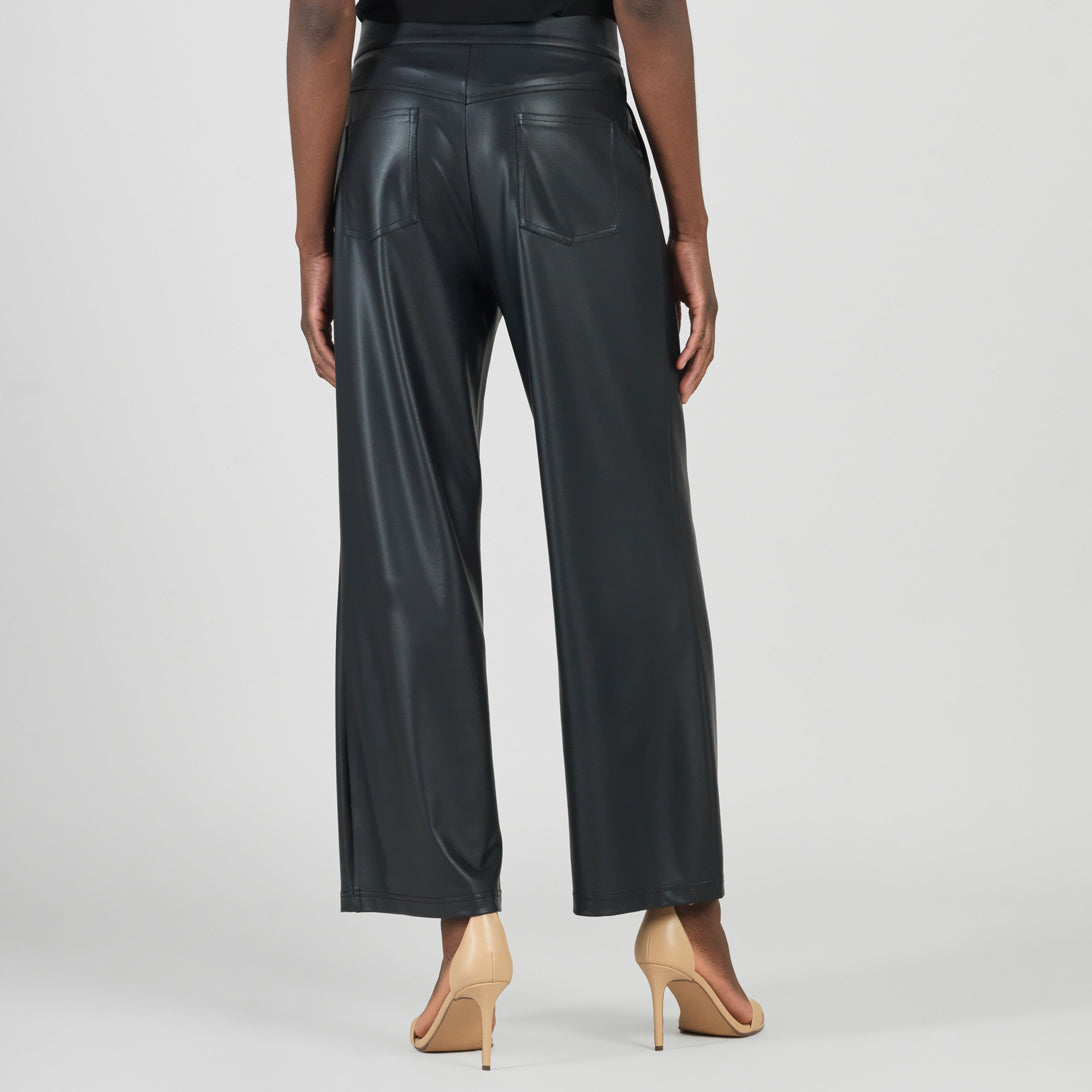 Liquid Leather™ - Sheen Zip Closure Loose Leg Pocket Pant - Black | Clara Sunwoo