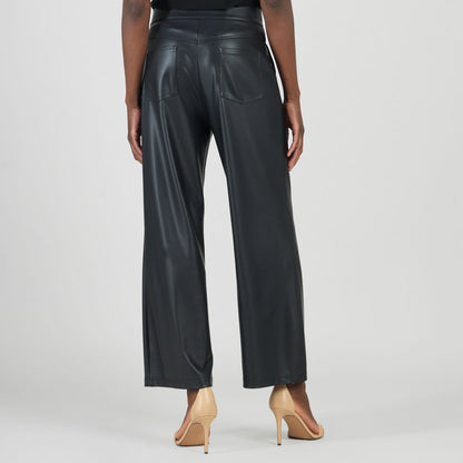 Liquid Leather™ - Sheen Zip Closure Loose Leg Pocket Pant - Black | Clara Sunwoo