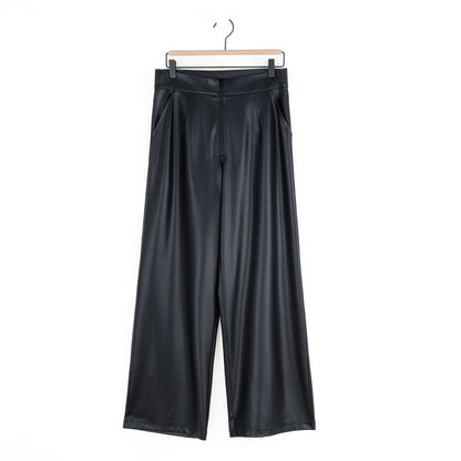 Liquid Leather™ - Sheen Zip Closure Loose Leg Pocket Pant - Black | Clara Sunwoo