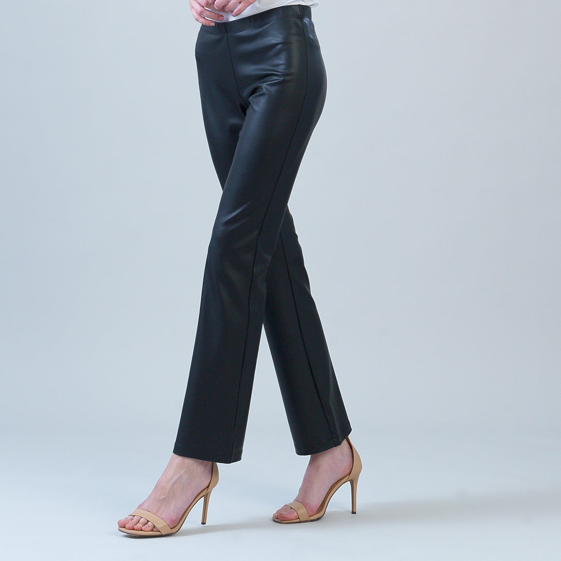 Liquid Leather - Sheen Boot Cut Pant - Black | Clara Sunwoo