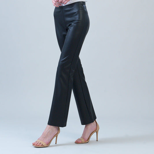 Liquid Leather - Sheen Boot Cut Pant - Black | Clara Sunwoo