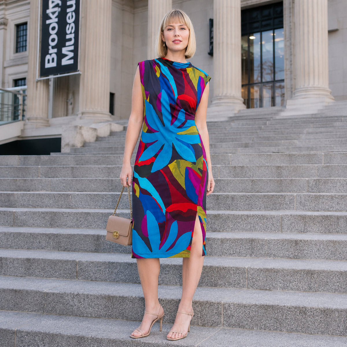 Signature Side Slit Midi Dress - Petal Burst | Clara Sunwoo
