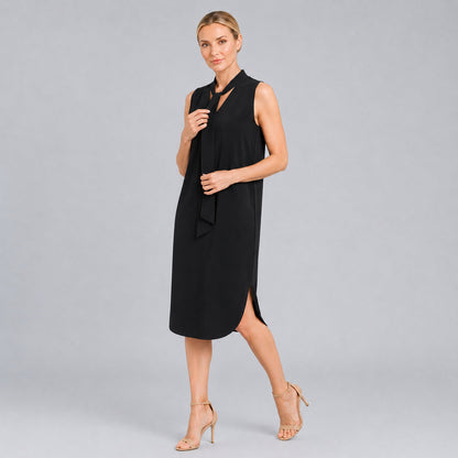 V-Neck Tie Midi Dress - Black | Clara Sunwoo