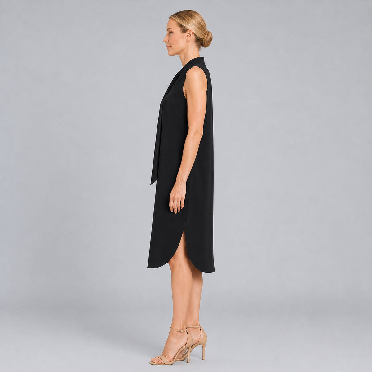 V-Neck Tie Midi Dress - Black | Clara Sunwoo