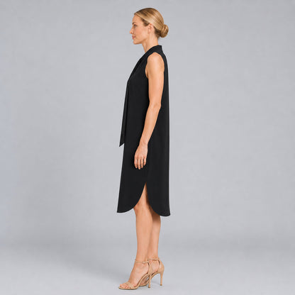 V-Neck Tie Midi Dress - Black | Clara Sunwoo